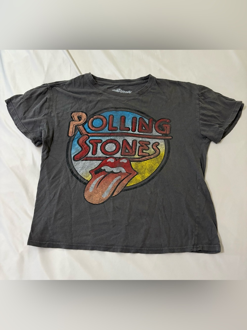 the Rolling Stones Charcoal Tee with Multicolor Logo